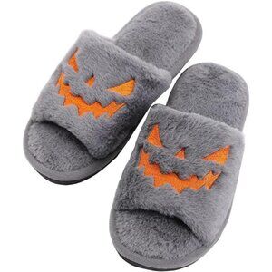 Cozy Pumpkin Plush Slides - Spooky Halloween Slippers for Indoor & Outdoor